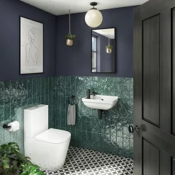 Arezzo Wall Hung Compact Cloakroom Basin 1TH - 505 X 270mm -Shower Baths Discount az7955d1