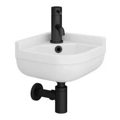 Arezzo Round Corner Cloakroom Basin 1TH - Gloss White