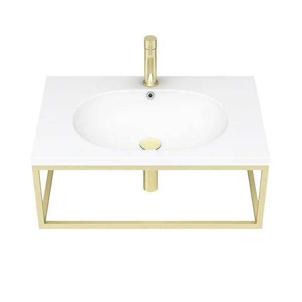 Arezzo 700 Wall Hung Basin With Brushed Brass Towel Rail Frame 5 Arezzo 700 Wall Hung Basin With Brushed Brass Towel Rail Frame - Image 3