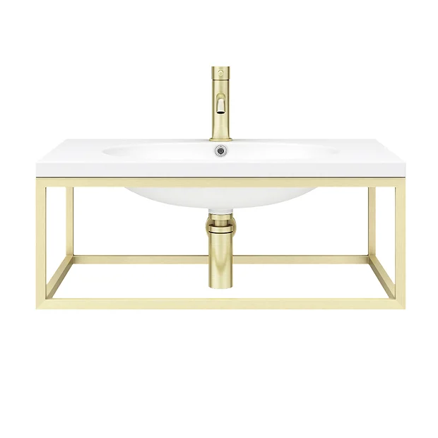 Arezzo 700 Wall Hung Basin With Brushed Brass Towel Rail Frame 3 Arezzo 700 Wall Hung Basin With Brushed Brass Towel Rail Frame
