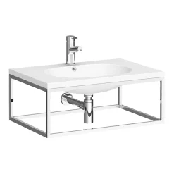 Arezzo 700 Wall Hung Basin With Chrome Towel Rail Frame -Shower Baths Discount az7chrfrm n d1