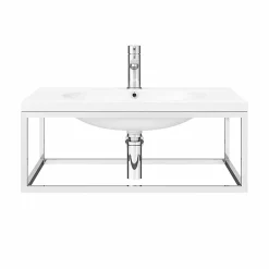 Arezzo 700 Wall Hung Basin With Chrome Towel Rail Frame