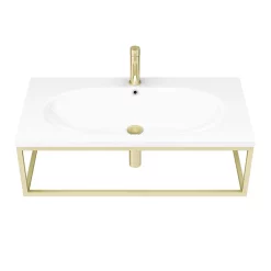 Arezzo 900 Wall Hung Basin With Brushed Brass Towel Rail Frame 10 Arezzo 900 Wall Hung Basin With Brushed Brass Towel Rail Frame -Shower Baths Discount az9bbfrm d2