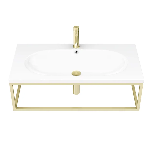 Arezzo 900 Wall Hung Basin With Brushed Brass Towel Rail Frame 6 Arezzo 900 Wall Hung Basin With Brushed Brass Towel Rail Frame - Image 4