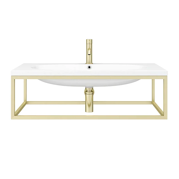 Arezzo 900 Wall Hung Basin With Brushed Brass Towel Rail Frame 7 Arezzo 900 Wall Hung Basin With Brushed Brass Towel Rail Frame - Image 5