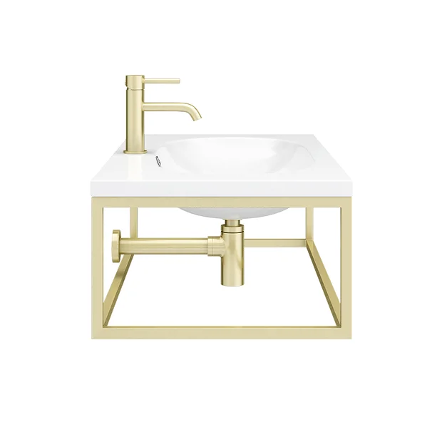 Arezzo 900 Wall Hung Basin With Brushed Brass Towel Rail Frame 3 Arezzo 900 Wall Hung Basin With Brushed Brass Towel Rail Frame