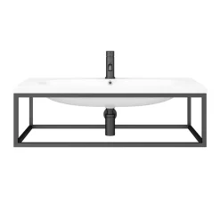 Arezzo 900 Wall Hung Basin With Matt Black Towel Rail Frame -Shower Baths Discount az9blkfrmd3