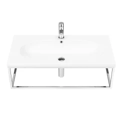 Arezzo 900 Wall Hung Basin With Chrome Towel Rail Frame -Shower Baths Discount az9chrfrmd2