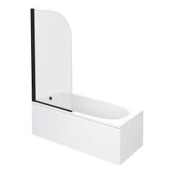 Arezzo Black Curved Top Straight Hinged Round Shower Bath