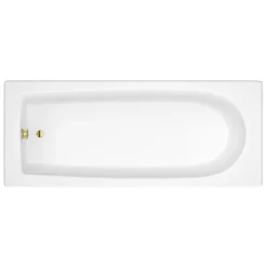Arezzo Straight Round Shower Bath W. Brushed Brass Curved Top Pivot Screen -Shower Baths Discount azbbrd2