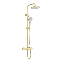 Arezzo Round Thermostatic Shower - Brushed Brass 7 Arezzo Round Thermostatic Shower - Brushed Brass -Shower Baths Discount azbbrd3 n d1