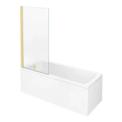 Arezzo Straight Square Shower Bath W. Brushed Brass Pivot Screen 11 Arezzo Straight Square Shower Bath W. Brushed Brass Pivot Screen -Shower Baths Discount azbbsbath d3