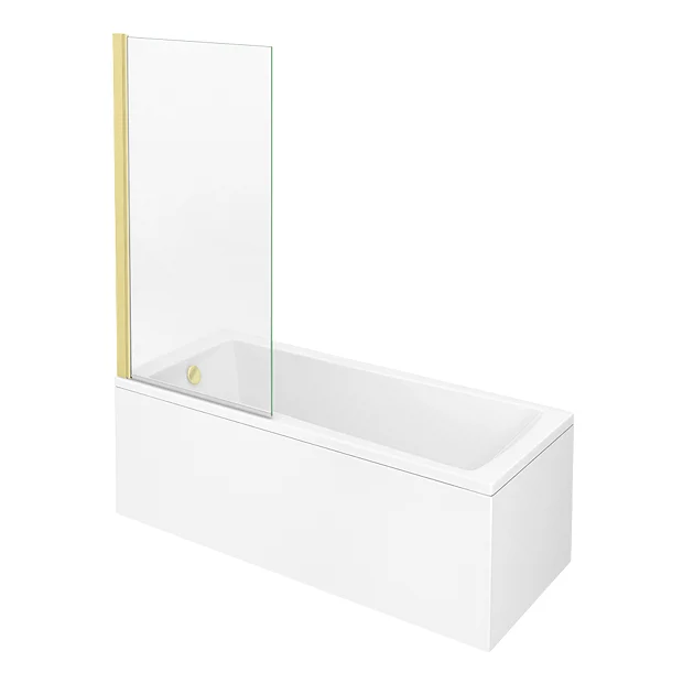 Arezzo Straight Square Shower Bath W. Brushed Brass Pivot Screen 7 Arezzo Straight Square Shower Bath W. Brushed Brass Pivot Screen - Image 5