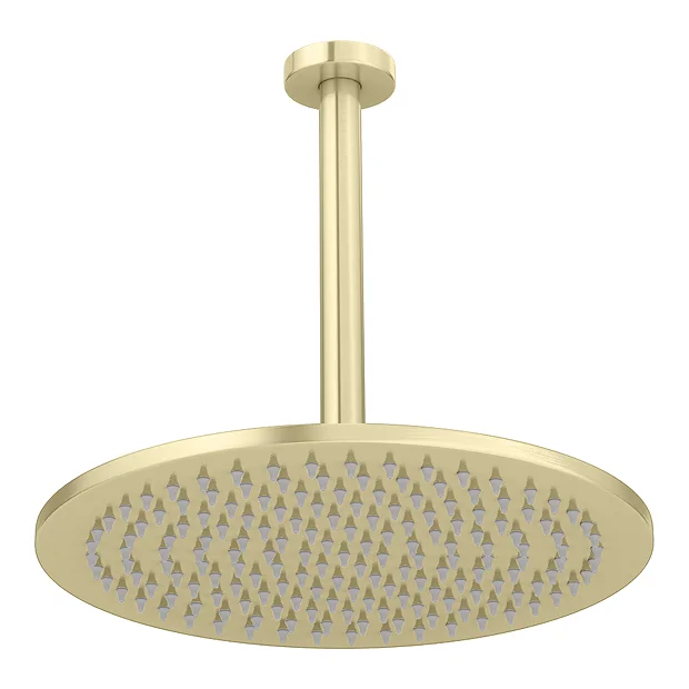 Arezzo Brushed Brass Round Thermostatic Shower Pack With 300mm Ceiling Mounted Head + Handset 6 Arezzo Brushed Brass Round Thermostatic Shower Pack With 300mm Ceiling Mounted Head + Handset - Image 4