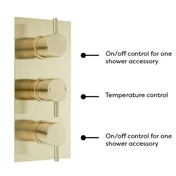 Arezzo Brushed Brass Round Thermostatic Shower Pack With 300mm Ceiling Mounted Head + Handset 7 Arezzo Brushed Brass Round Thermostatic Shower Pack With 300mm Ceiling Mounted Head + Handset - Image 5