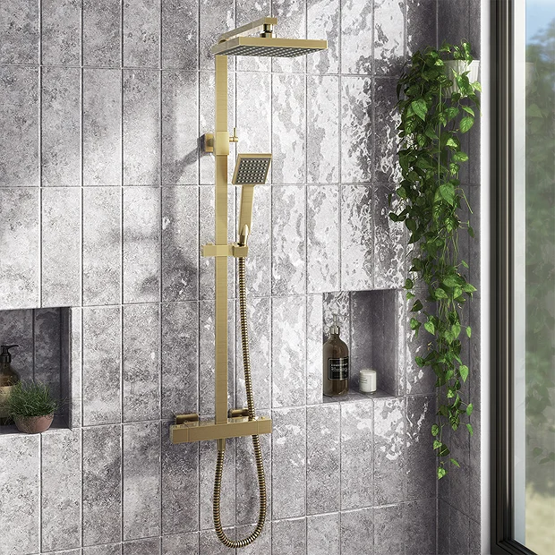 Arezzo Square Thermostatic Shower - Brushed Brass 4 Arezzo Square Thermostatic Shower - Brushed Brass - Image 2