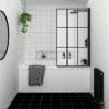 Arezzo Matt Black Grid Bath Screen With Curved Single Ended Bath 1 Arezzo Matt Black Grid Bath Screen With Curved Single Ended Bath -Shower Baths Discount azbgrb d4