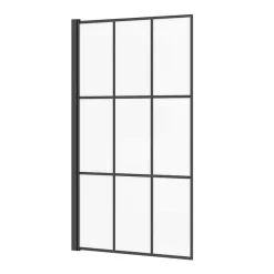 Arezzo Matt Black Grid Bath Screen With Square Single Ended Bath -Shower Baths Discount azbgsb d2