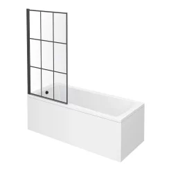 Arezzo Matt Black Grid Bath Screen With Square Single Ended Bath