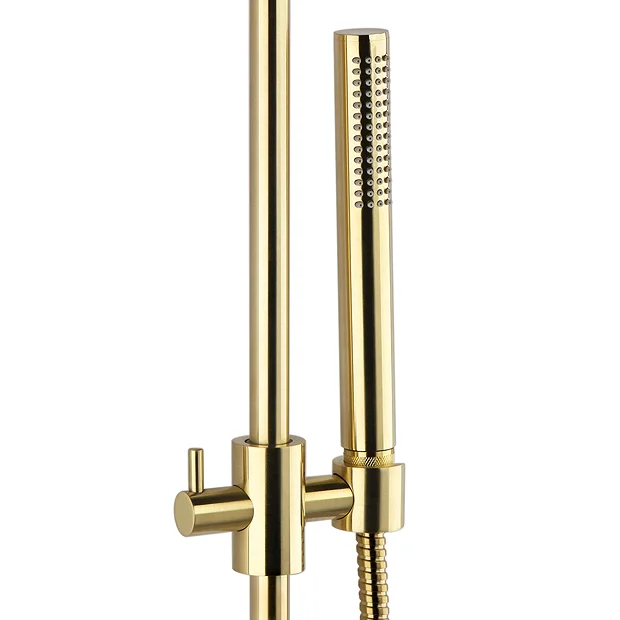 Arezzo Brushed Brass Round Bar Shower Valve Incl. Slide Rail Kit With Pencil Handset 7 Arezzo Brushed Brass Round Bar Shower Valve Incl. Slide Rail Kit With Pencil Handset - Image 5