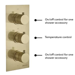 Arezzo Fluted Brushed Brass Round Thermostatic Shower Pack With Head + Handset 9 Arezzo Fluted Brushed Brass Round Thermostatic Shower Pack With Head + Handset -Shower Baths Discount azfr2bbpk d1