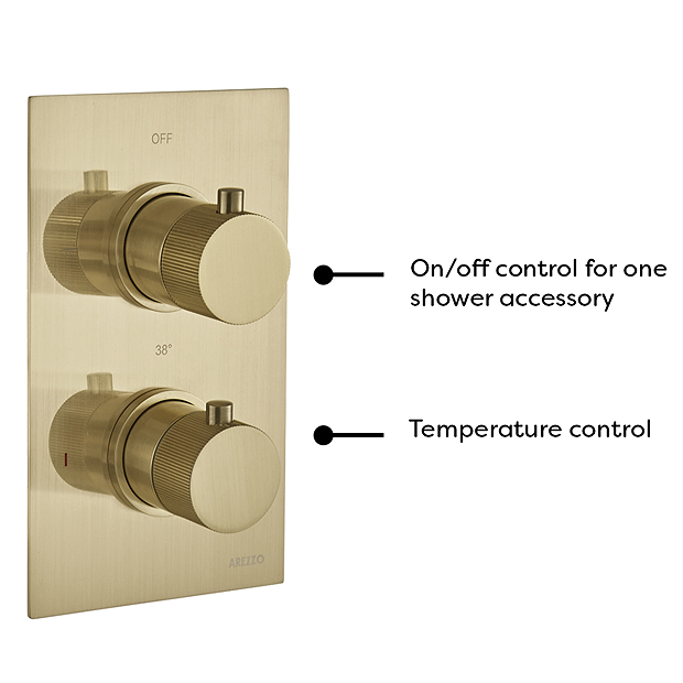 Arezzo Fluted Brushed Brass Round Shower Package With Concealed Valve + Head 5 Arezzo Fluted Brushed Brass Round Shower Package With Concealed Valve + Head - Image 3