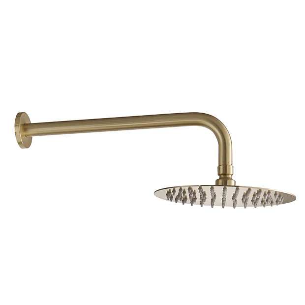 Arezzo Fluted Brushed Brass Round Shower Package With Concealed Valve + Head 3 Arezzo Fluted Brushed Brass Round Shower Package With Concealed Valve + Head