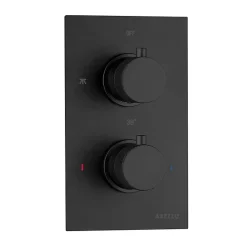 Arezzo Fluted Matt Black Round Shower Package With Concealed Valve + Head 13 Arezzo Fluted Matt Black Round Shower Package With Concealed Valve + Head -Shower Baths Discount azfr2mbpk d2a