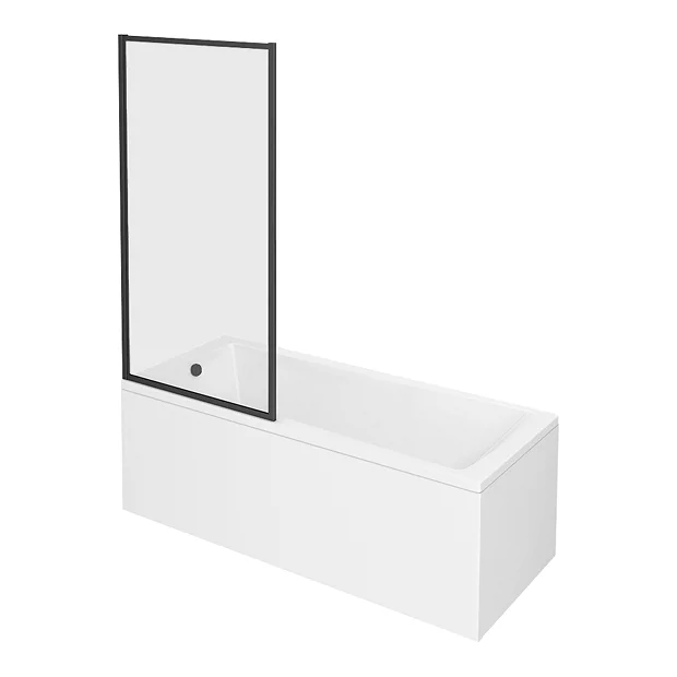 Arezzo Black Framed Fixed Square Single Ended Shower Bath 4 Arezzo Black Framed Fixed Square Single Ended Shower Bath - Image 2