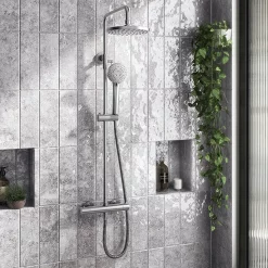 Arezzo Round Thermostatic Shower - Gunmetal Grey -Shower Baths Discount azgmrd3 d3