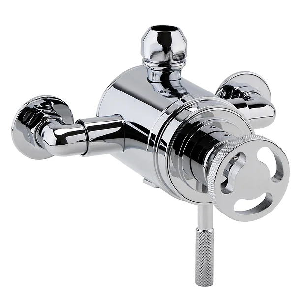 Arezzo Chrome Industrial Style Rigid Riser Kit With Diverter + Dual Exposed Shower Valve 6 Arezzo Chrome Industrial Style Rigid Riser Kit With Diverter + Dual Exposed Shower Valve - Image 4