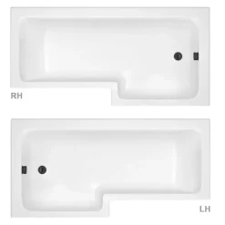 Arezzo Shower Bath - 1700mm L Shaped With Matt Black Screen + Panel -Shower Baths Discount azl17 d1