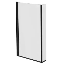 Arezzo Shower Bath - 1700mm L Shaped With Matt Black Screen + Panel -Shower Baths Discount azl17 d2