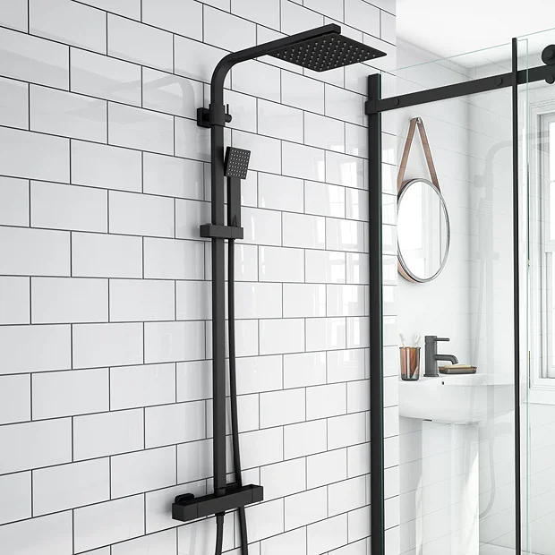 Arezzo Square Matt Black Shower Bath + Exposed Shower Pack (1700 L Shaped With Screen + Panel) 6 Arezzo Square Matt Black Shower Bath + Exposed Shower Pack (1700 L Shaped With Screen + Panel) - Image 4