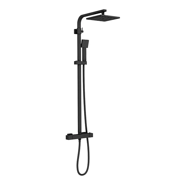 Arezzo Square Matt Black Shower Bath + Exposed Shower Pack (1700 L Shaped With Screen + Panel) 3 Arezzo Square Matt Black Shower Bath + Exposed Shower Pack (1700 L Shaped With Screen + Panel)