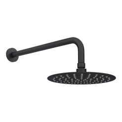 Arezzo Matt Black Industrial Style Push Button Shower Valve With Diverter, Handset, Fixed Shower Head + 4 Body Jets -Shower Baths Discount azpb03rmbpk d3