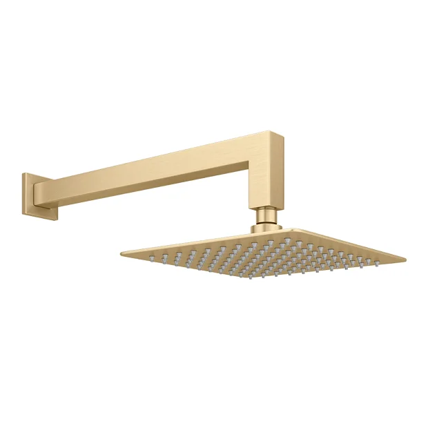 Arezzo Square Brushed Brass Push-Button Shower With Handset + 200mm Rainfall Shower Head 5 Arezzo Square Brushed Brass Push-Button Shower With Handset + 200mm Rainfall Shower Head - Image 3