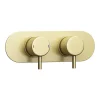 Arezzo Brushed Brass Round Shower System W. Diverter, Fixed Head + 4 Body Jets (Oval Backplate) -Shower Baths Discount azrdsv4bjbbrd4