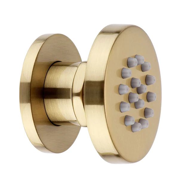 Arezzo Brushed Brass Round Concealed Triple Shower Valve With Fixed Head + 4 Body Jets 7 Arezzo Brushed Brass Round Concealed Triple Shower Valve With Fixed Head + 4 Body Jets - Image 5