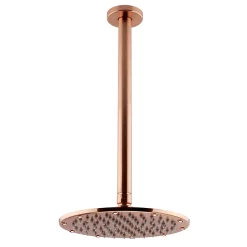 Arezzo Rose Gold Round Thermostatic Shower Pack With Ceiling Mounted Head + Handset