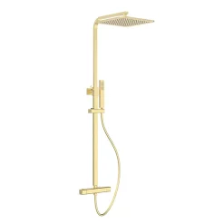Arezzo Deluxe Cool Touch Square Thermostatic Shower (300 X 300mm Head - Brushed Brass) -Shower Baths Discount azs2ctbb l