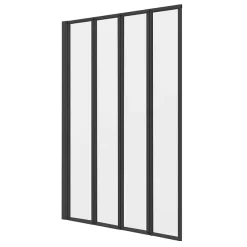 Arezzo Square Single Ended Bath With Matt Black Bi-Fold Screen -Shower Baths Discount azsbf d4