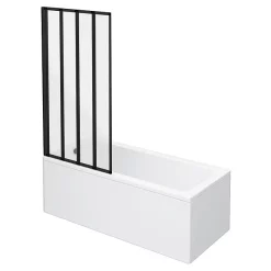 Arezzo Square Single Ended Bath With Matt Black Bi-Fold Screen