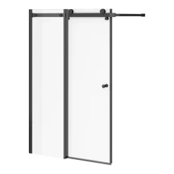 Arezzo Square Single Ended Bath With Matt Black Sliding Bath Screen -Shower Baths Discount azsbsd1