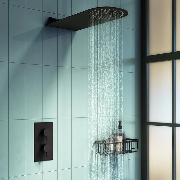 Arezzo Matt Black Round Shower Package W. Concealed Valve + Flat Fixed Shower Head 4 Arezzo Matt Black Round Shower Package W. Concealed Valve + Flat Fixed Shower Head - Image 2