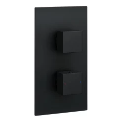 Arezzo Matt Black Square Shower Package W. Concealed Valve + Flat Fixed Shower Head -Shower Baths Discount azscvsp2d2
