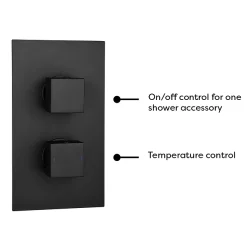 Arezzo Matt Black Square Shower Package W. Concealed Valve + Flat Fixed Shower Head -Shower Baths Discount azscvsp2d4