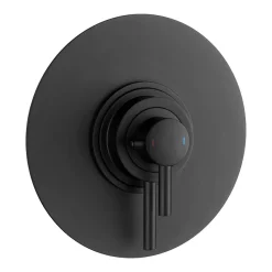 Arezzo Matt Black Round Concealed Dual Thermostatic Valve W. 200mm Shower Head -Shower Baths Discount azsv4mbpk d1