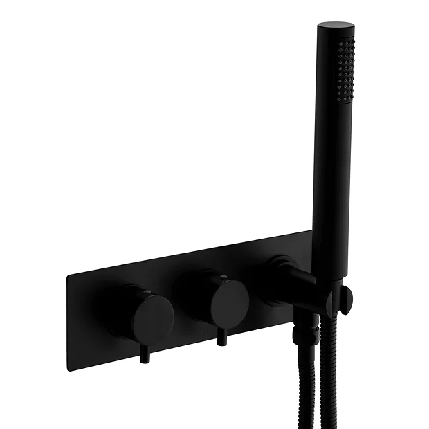Arezzo Matt Black Round Shower System (Fixed Head, Handset + Integrated Parking Bracket) 5 Arezzo Matt Black Round Shower System (Fixed Head, Handset + Integrated Parking Bracket) - Image 3