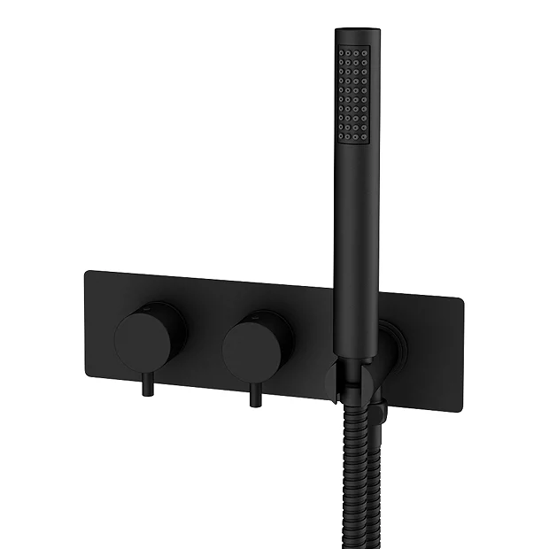 Arezzo Matt Black Round Shower System (Fixed Head, Handset + Integrated Parking Bracket) 7 Arezzo Matt Black Round Shower System (Fixed Head, Handset + Integrated Parking Bracket) - Image 5